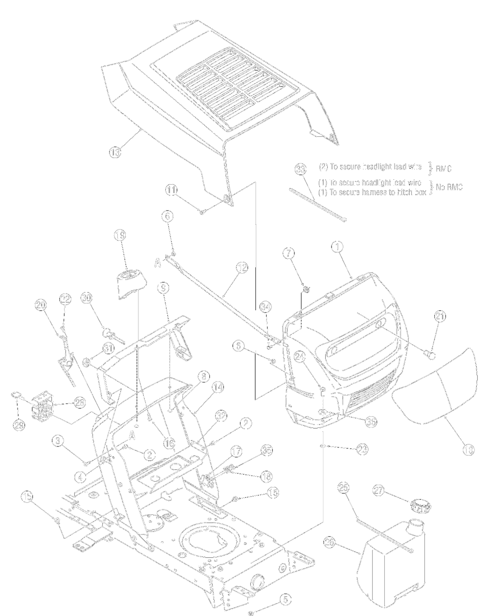 Hood Style 2 Diagram and Parts List for 2006 Yard Machines Lawn Tractor